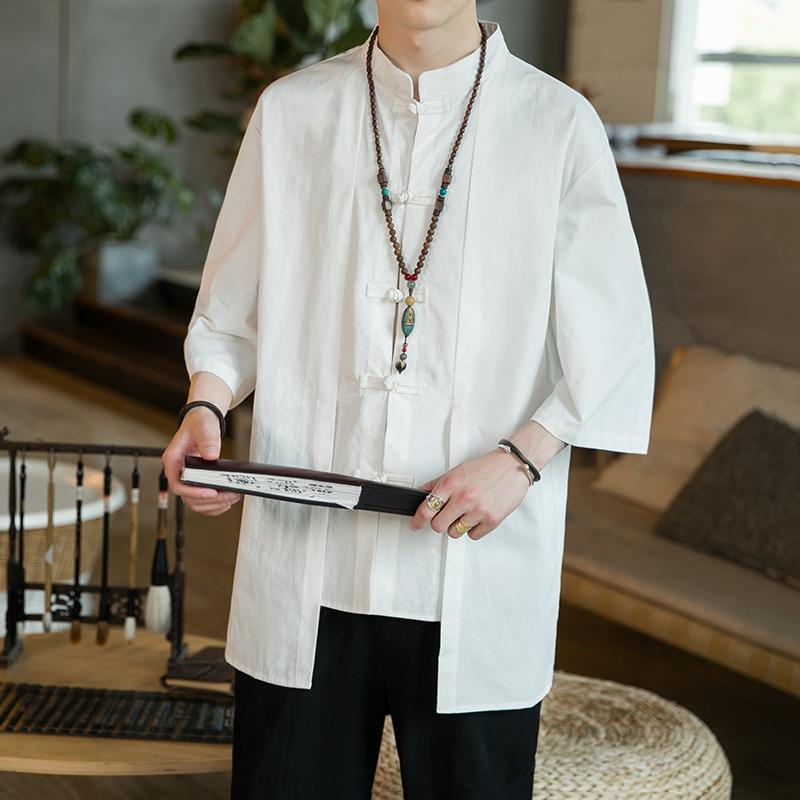 メンズ ファッション 服 男性用 オシャレ シンプル 大人 かっこいい 大きいサイズ ストリート 紳士服 ボタン ダウン リネンシャツ 半袖 コットンリネン トップス 夏 カジュアル スタンドカラー 唐 スーツ｜リコット