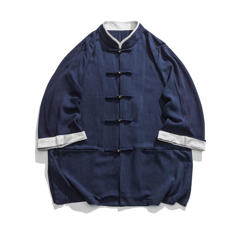 メンズ ファッション 服 男性用 オシャレ シンプル 大人 かっこいい 大きいサイズ ストリート 紳士服 唐装 レトロ 夏 リネン 半袖 シャツ プレート ボタン スタンドカラー 綿 6,934円