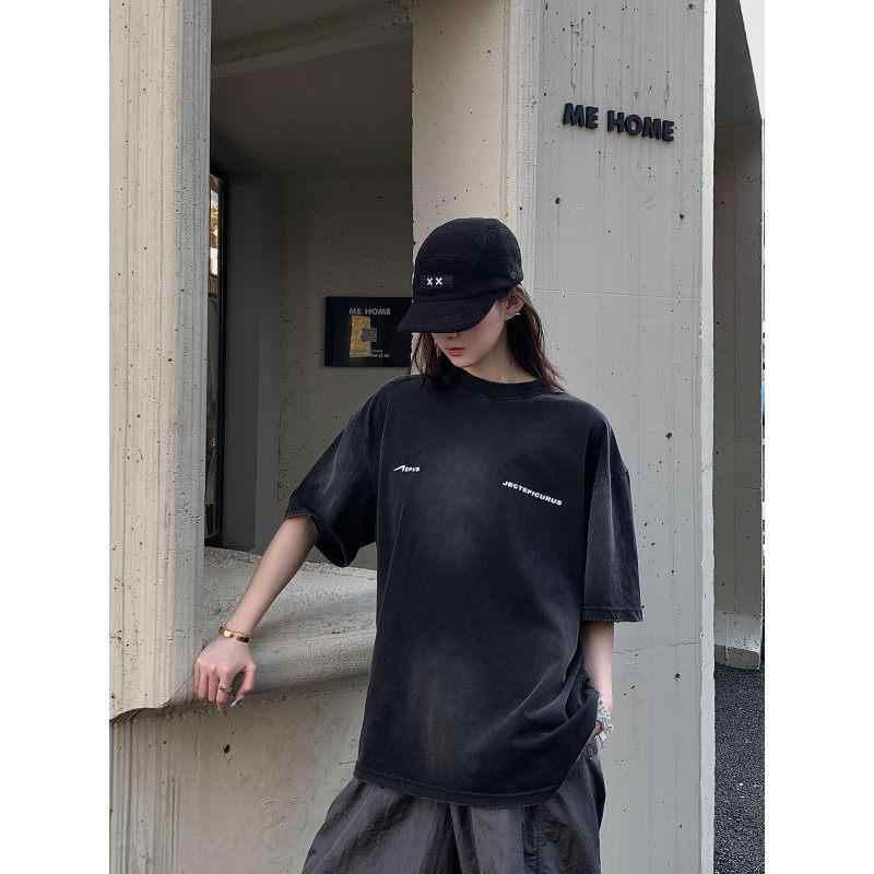 メンズ 流行り物 服 成人男性用 オシャレ 分かりやすい 成年者 かっこいい 途轍も無い大いさ 表どおり 成人男性服 ウォッシュ 処理 不都合 ヘビーウェイト T プルオーバー アメリカン レトロ 表どおり 大層らしい トップス 夏 好一対 半袖 Tシャツ・カットソー-メンズファッション
