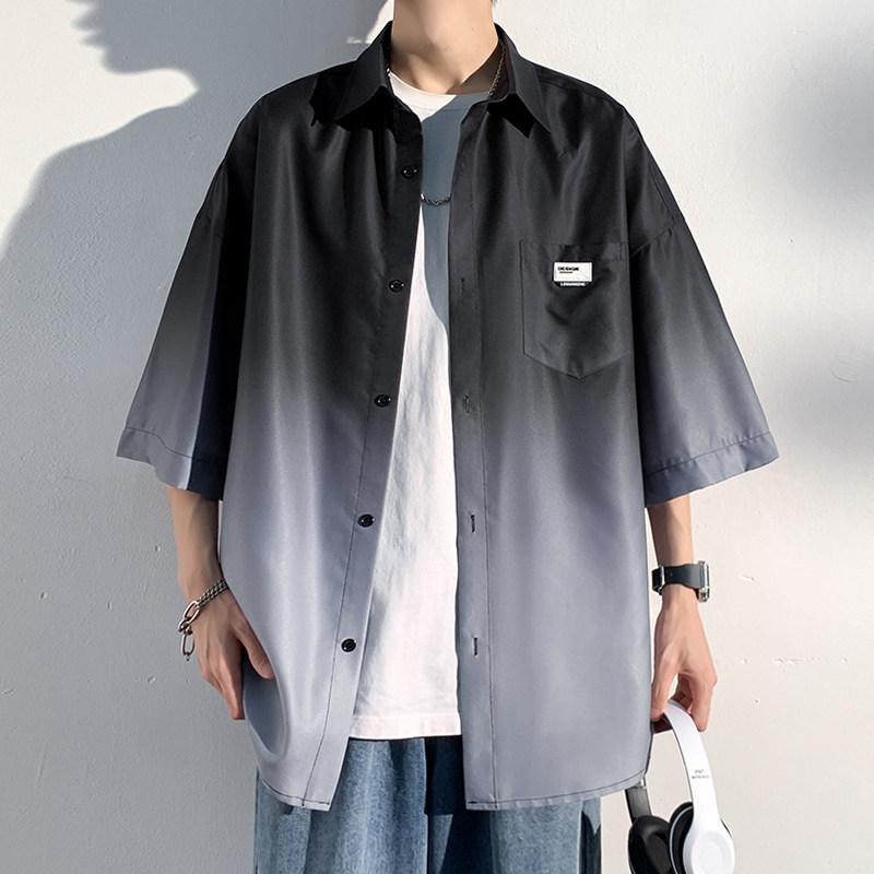 メンズ ファッション 服 男性用 オシャレ シンプル 大人 かっこいい 大きいサイズ ストリート 紳士服 グラデーション 半袖 シャツ 春秋 夏 カジュアル 長袖 ジャケット