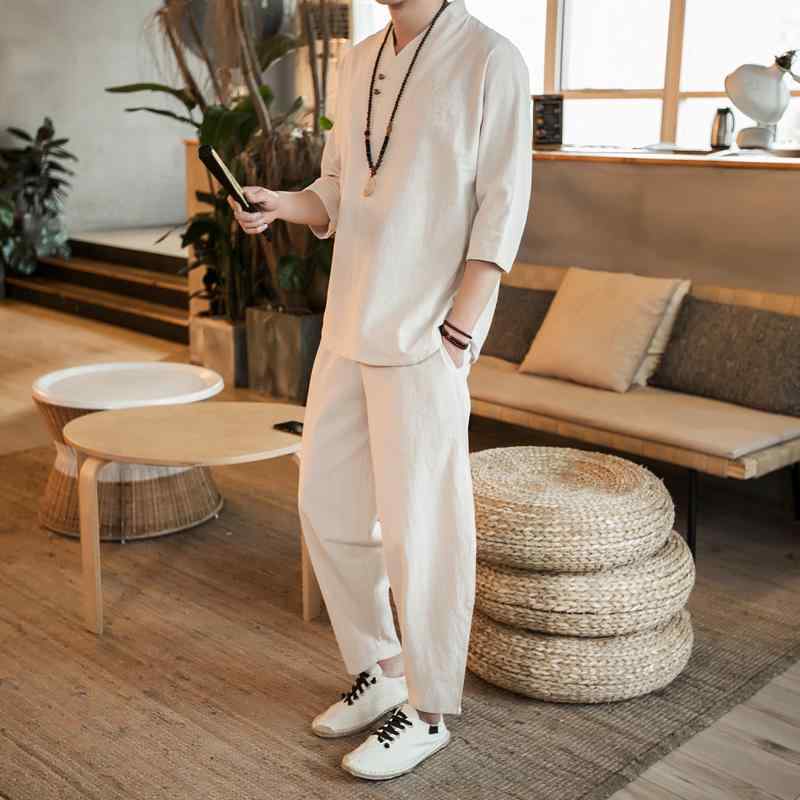 メンズ ファッション 服 男性用 オシャレ シンプル 大人 かっこいい 大きいサイズ ストリート 紳士服 リネン T シャツ 半袖 夏 漢服 スーツ レトロ 綿 唐