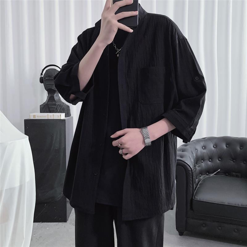メンズ ファッション 服 男性用 オシャレ シンプル 大人 かっこいい 大きいサイズ ストリート 紳士服 無地 七分袖 シャツ 夏 ハイエンド カジュアル ゆったり ジャケット