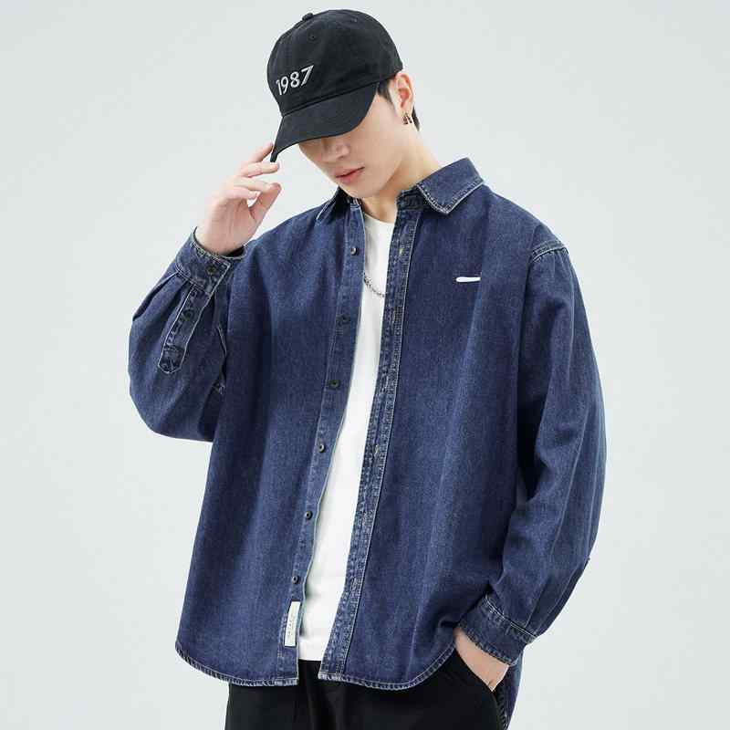 秋 メンズ ジーンズ プルオーバー 長袖 綿 ゆったり 心地よい プルオーバー レトロ 上衣 メンズ 服