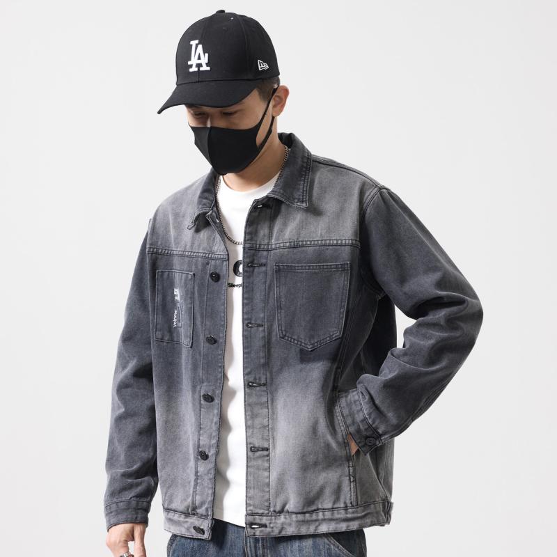 春 グラデーション ジーンズ 上衣 メンズ レトロ ウォッシュ製作 アウター 春 秋 ゆったり 細工物 御召しもの 上衣