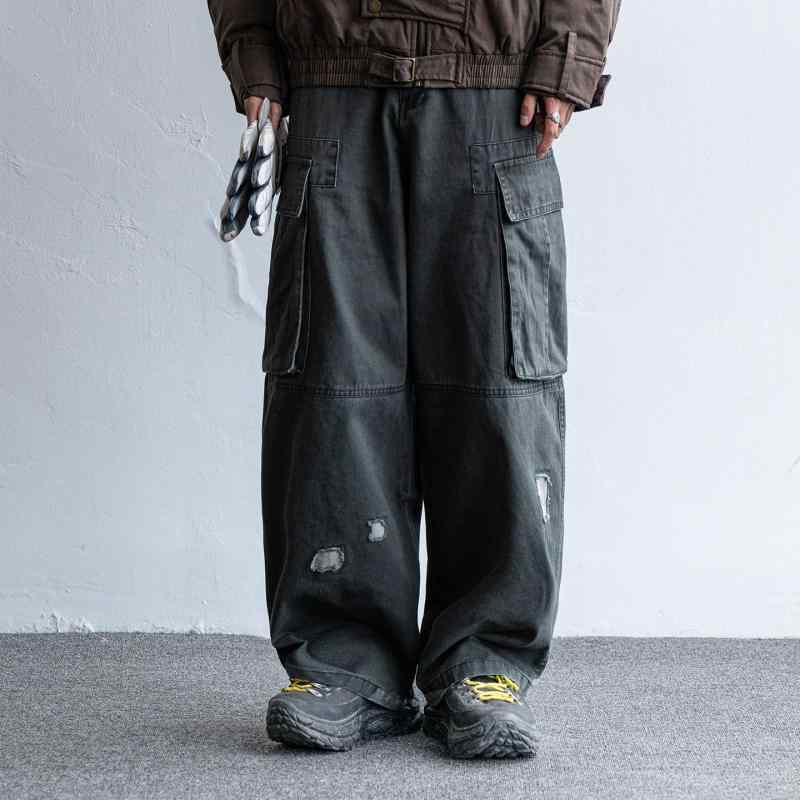 アメリカン レトロ ウォッシュ加工 カーゴ パンツ メンズ ゆったり フィット ストレート レッグ ワイドレッグ 大きいポケット カジュアル スタイル 8,061円