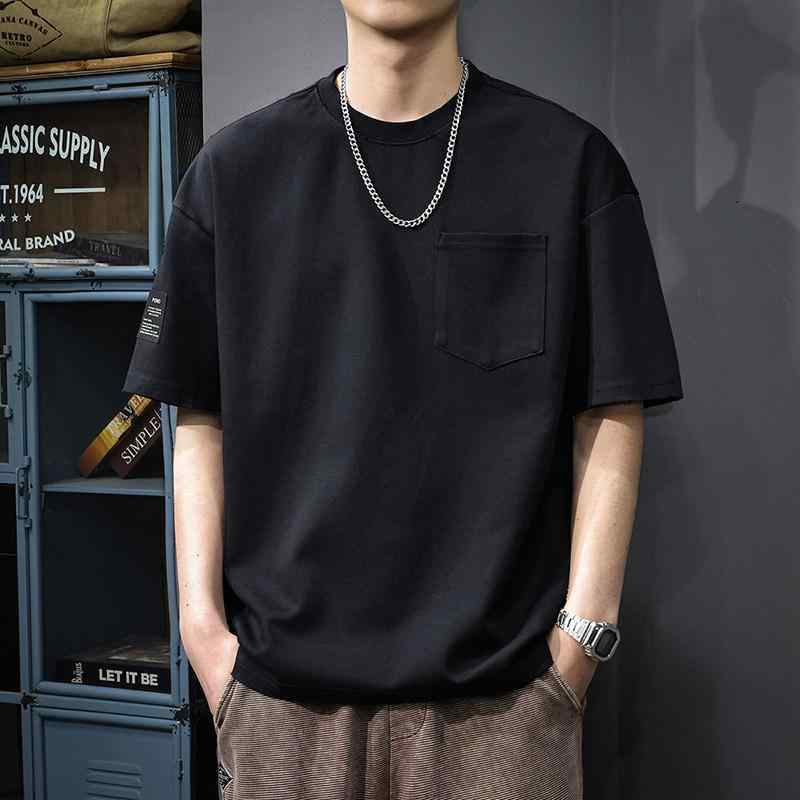 アメリカン カジュアル メンズ 半袖 Tシャツ 夏 コーデ スタイル ゆったり ポケット ハーフ スリーブ トップス クルーネック Tシャツ