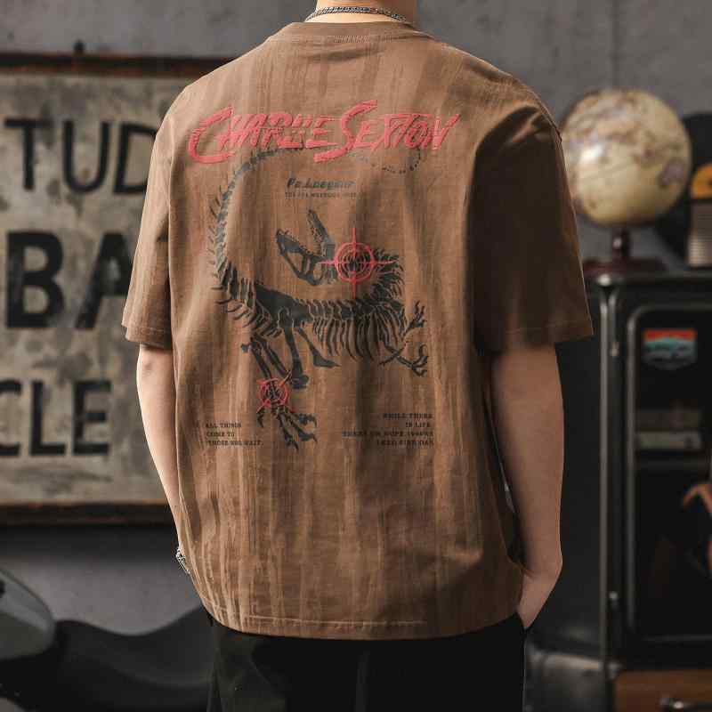 アメリカン レトロ カジュアル ストリート ヒップホップ 半袖 Tシャツ メンズ 夏 クール スタイリッシュ プリント 半袖 トップス