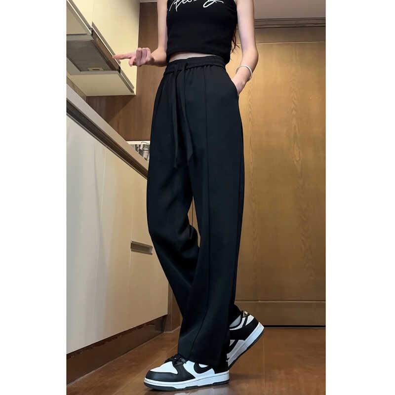 メンズ ファッション 服 オシャレ シンプル 大人 かっこいい 大きいサイズ ストリート 紳士服 レトロ クール 冷感 パンツ 夏 薄手 ストレート ワイド レッグ スーツ ブラック カジュアル