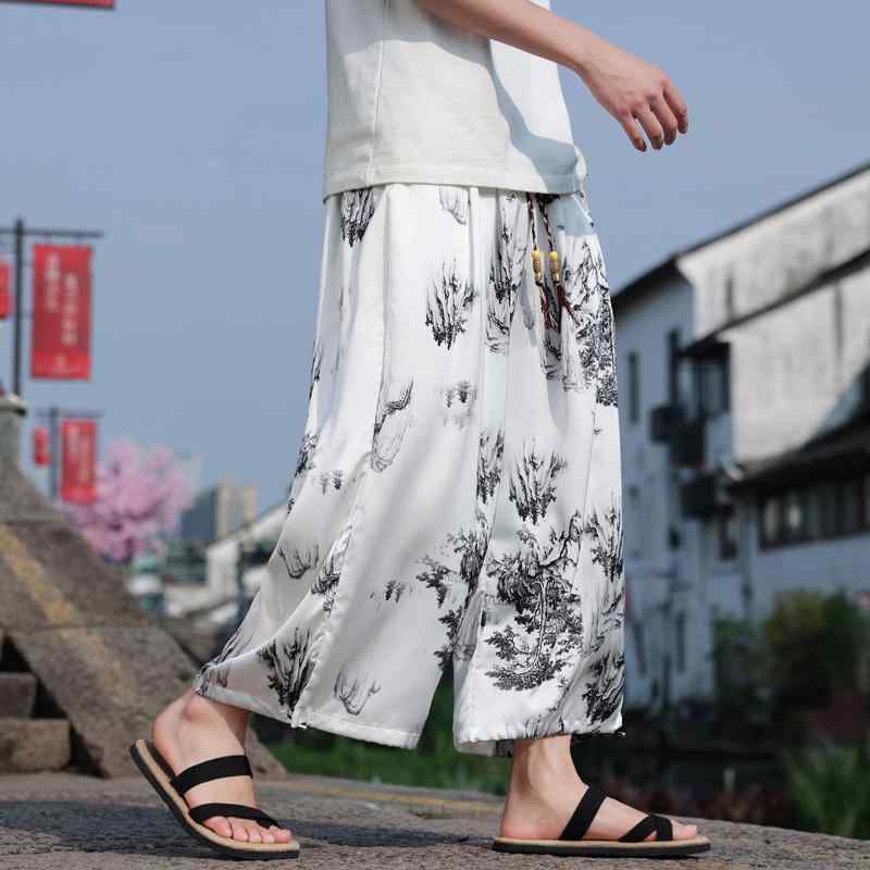メンズ ファッション 服 男性用 オシャレ シンプル 大人 かっこいい 大きいサイズ ストリート 紳士服 墨画 パンツ 夏 レトロ ストレート ワイド レッグ ゆったり カジュアル 冷感
