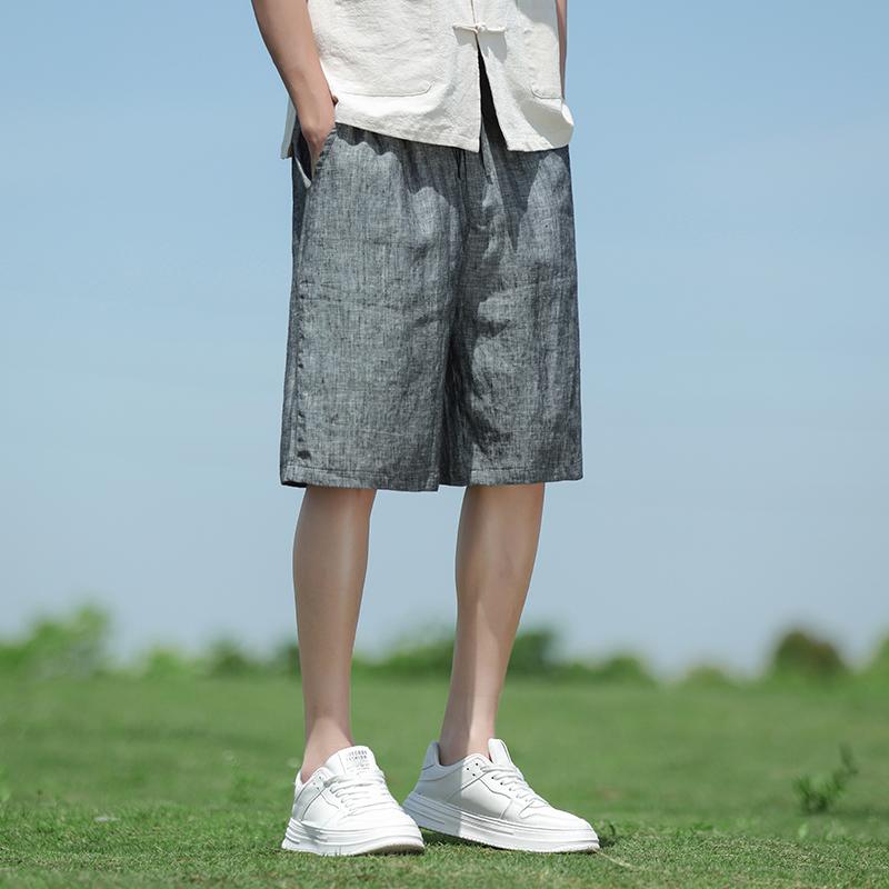 メンズ ファッション 服 男性用 オシャレ シンプル 大人 かっこいい 大きいサイズ ストリート 紳士服 リネン パンツ ゆったり 夏 薄手 通気性 五分丈 トレート ビーチ