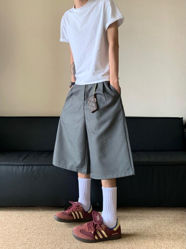 メンズ ファッション 服 男性用 オシャレ シンプル 大人 かっこいい 大きいサイズ ストリート 紳士服 夏 シンプル クロップド パンツ カジュアル レトロ ワイド レッグ パンツ