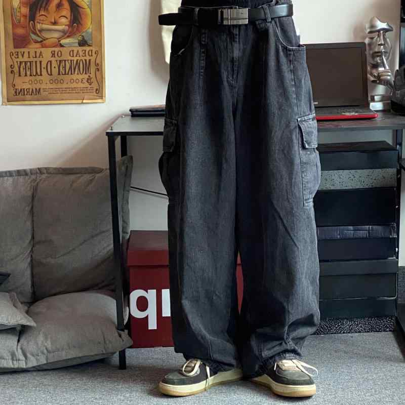 メンズ ファッション 服 男性用 オシャレ シンプル 大人 かっこいい 大きいサイズ ストリート 紳士服 レトロ ウォッシュ ワイド レッグ ジーンズ パンツ