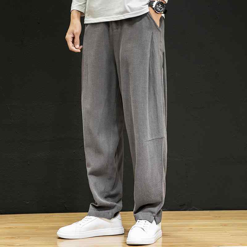 メンズ ファッション 服 男性用 オシャレ シンプル 大人 かっこいい 大きいサイズ ストリート 紳士服 夏 パンツ リネン ワイド レッグ 綿 ストレート カジュアル ロング