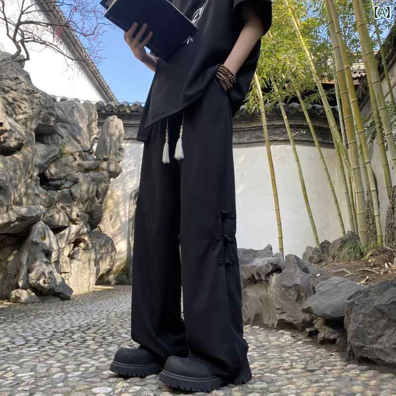 メンズ ファッション 服 男性用 オシャレ シンプル 大人 かっこいい ストリート 民族 パンツ 薄手 ドレープストレート カジュアル パンツ 民族 冷感 パンツ