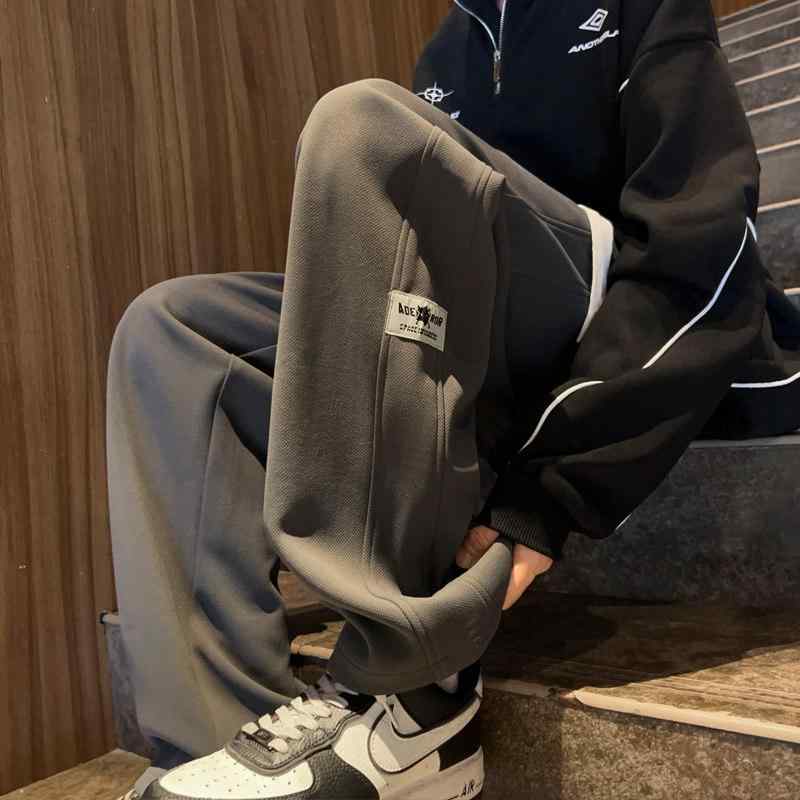 メンズ ファッション 服 男性用 オシャレ シンプル 大人 かっこいい 大きいサイズ ストリート 紳士服 ヘビーウェイト スウェット パンツ 秋 ストレート レッグ スーツ パンツ アメリカン ストリート ヒップ ホップ ドレープ ワイド