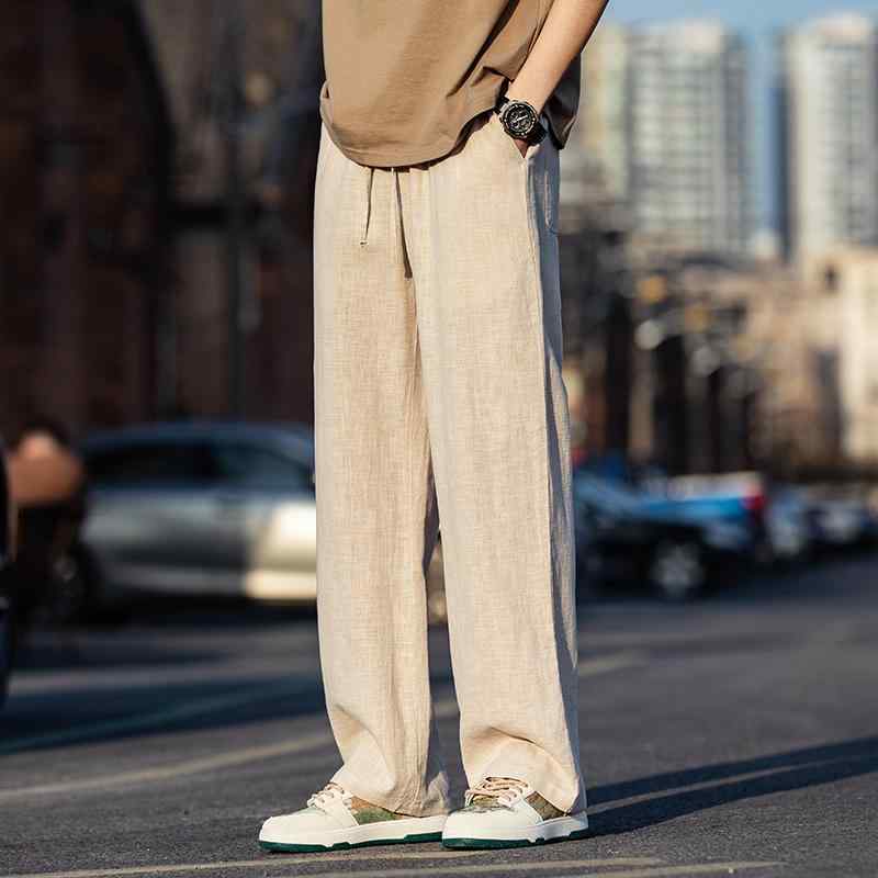 メンズ ファッション 服 男性用 オシャレ シンプル 大人 かっこいい 大きいサイズ ストリート 紳士服 レトロ リネン パンツ 夏 薄手 ストレート ドレープ コットンリネン カジュアル