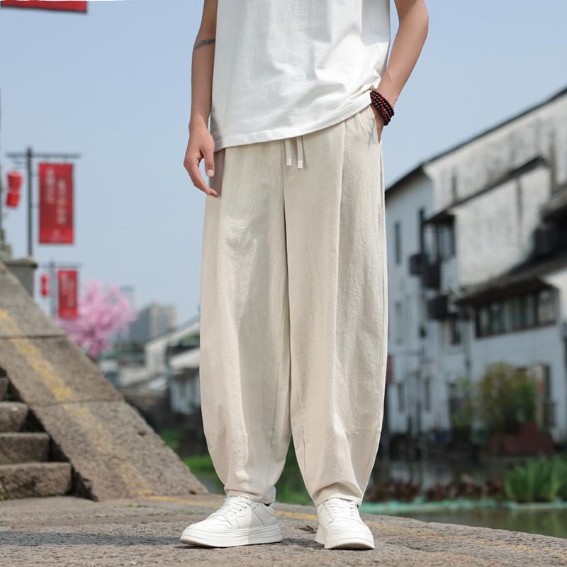 メンズ ファッション 服 男性用 オシャレ シンプル 大人 かっこいい 大きいサイズ ストリート 紳士服 リネン パンツ 夏 ストレート ワイド レッグ 薄手 通気性 コットンリネン カジュアル