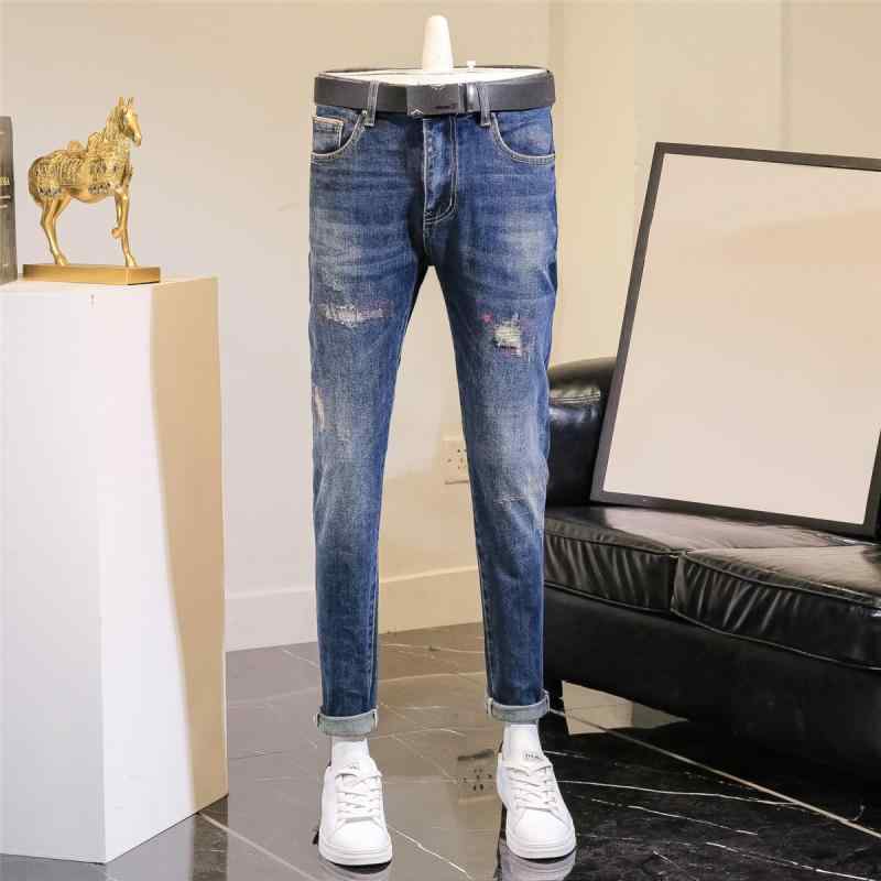 メンズ 流行り物 服 成人男性用 オシャレ 分かりやすい 成年者 かっこいい 気が大きい大きさ 表どおり 成人男性服 年月 レトロ デニム か細い填まる ロング ズボン下 青色
