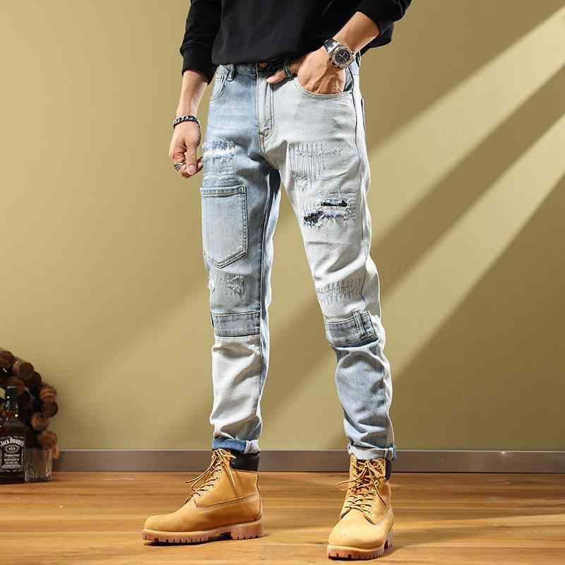 メンズ 流行り物 服 成人男性用 オシャレ 分かりやすい 成年者 かっこいい 惜しみ無い大いさ 表どおり 成人男性服 ジーンズ ズボン下 歳月 アメリカン か細い嵌まる 直線コース デニム メンズファッション-ズボン・パンツ