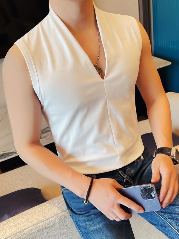 メンズ ファッション 服 男性用 オシャレ シンプル 大人 かっこいい ストリート ハイエンド Vネックノースリーブ ウエスト コート ベスト 薄手 スポーツフィットネス 快適 スリムフィット 半袖 Tシャツ スリム