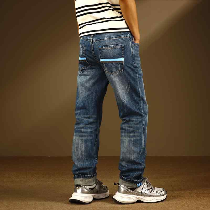 メンズ 流行り物 服 成人男性用 オシャレ 分かりやすい 成年者 かっこいい 馬鹿でかい大きさ 表どおり 成人男性服 アメリカン レトロ デニム 引っ切り無い 青み 心地好い ズボン下