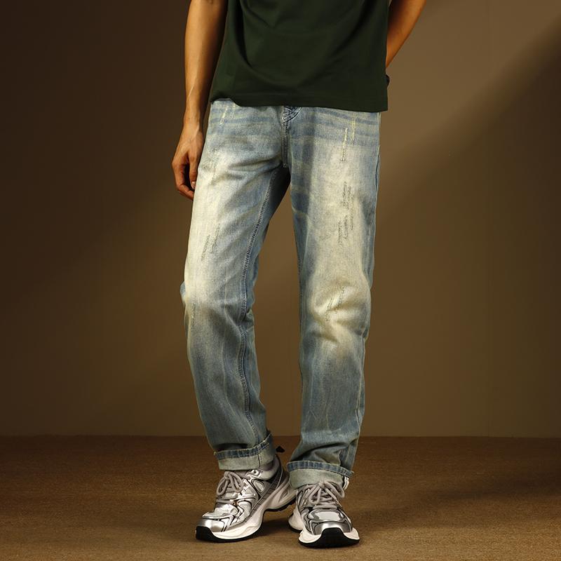 メンズ 流行り物 服 成人男性用 オシャレ 分かりやすい 成年者 かっこいい 馬鹿でかい大きさ 表どおり 成人男性服 アメリカン ヘビーウォッシュ レトロ 白いこと デニム 引っ切り無い 綿織物 風合い ともし火 色つや 心地好い ズボン下
