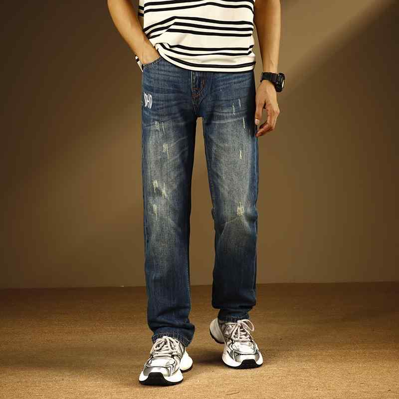 メンズ 流行り物 服 成人男性用 オシャレ 分かりやすい 成年者 かっこいい 馬鹿でかい大きさ 表どおり 成人男性服 夏 アメリカン レトロ ウォッシュ 青み デニム 引っ切り無い 流行り物 心地好い ジーンズズボン下