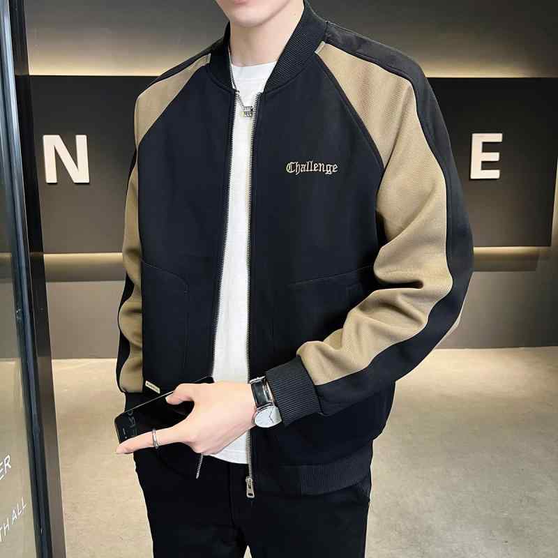 メンズ ファッション 服 男性用 オシャレ シンプル 大人 かっこいい 大きいサイズ ストリート 紳士服 春秋 スタカラー ジャケット スリムフィット カジュアル 韓国スタイル カラー ブロック トップス