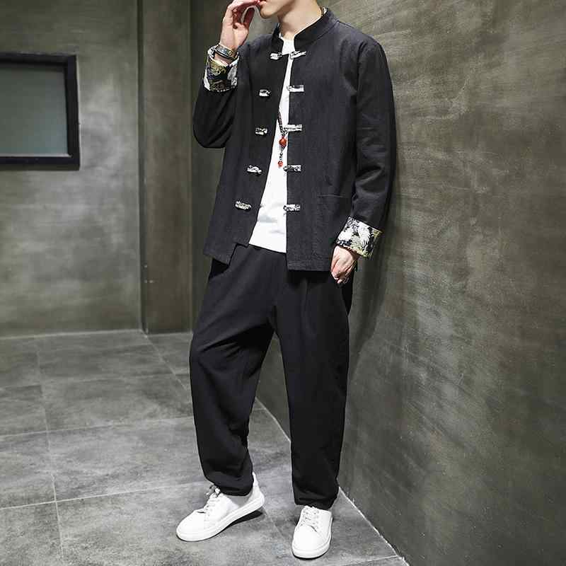 メンズ 流行り物 服 成人男性用 オシャレ 分かりやすい 成年者 かっこいい 気が大きい大きさ 表どおり 成人男性服 秋 背広 リネン 上衣 レトロ 照明ランプ色合い 唐 背広 綿