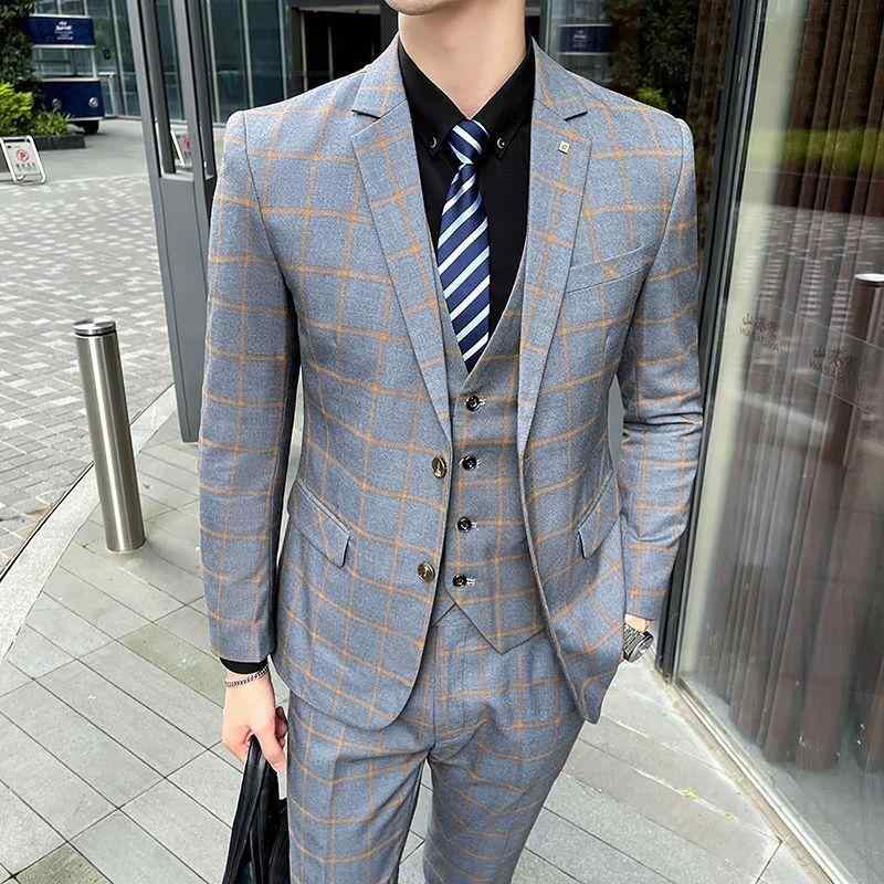 メンズ 流行り物 服 成人男性用 オシャレ 分かりやすい 成年者 かっこいい 馬鹿でかい大きさ 表どおり 成人男性服 背広 照合のしるし柄 上衣 花むこ 附いてくる アジアン 背広 心地好い 韓国表現スタイル か細い