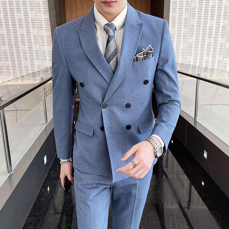 メンズ 流行り物 服 成人男性用 オシャレ 分かりやすい 成年者 かっこいい 気が大きい大きさ 表どおり 成人男性服 背広 アジアン 背広 心地よい ダブル乳ぶさ 韓国表現スタイル か細い