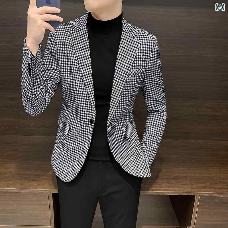 メンズ 流行り物 服 成人男性用 オシャレ 分かりやすい 成年者 かっこいい 表どおり チドリ透かし彫り スポーツジャケット 単品 心地よい 背広