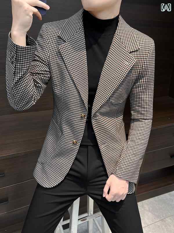 メンズ ファッション 服 男性用 オシャレ シンプル 大人 かっこいい ストリート 千鳥格子 スーツ ジャケット ビジネス 単品 スーツ 紳 服 カジュアル スーツ