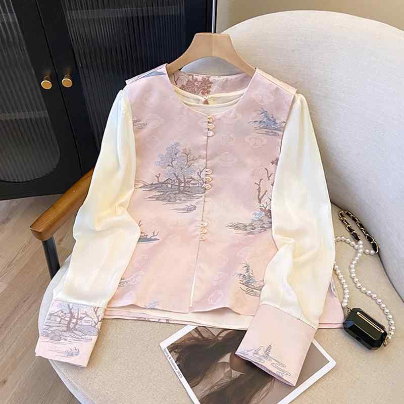 春 コーデ レディース ファッション オシャレ カワイイ シンプル きれいめ ナチュラル 上品カジュアル 婦人服 唐 スーツ ベスト ジャカード ウエスト コート トップス ｜リコット