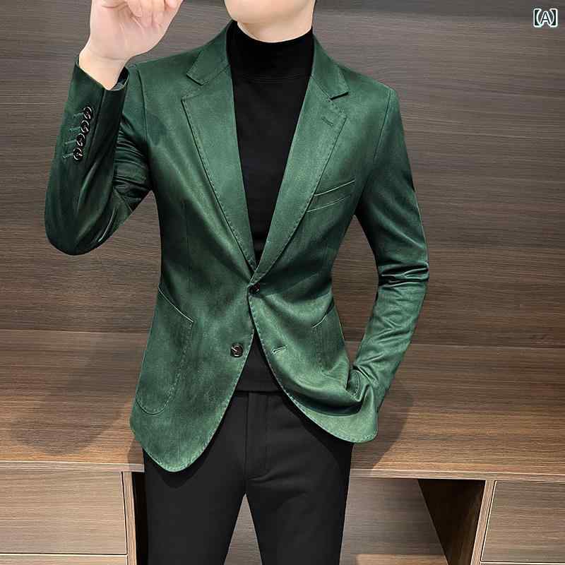 メンズ 流行り物 服 成人男性用 オシャレ 分かりやすい 成年者 かっこいい 表どおり スエードクロス 背広 上衣 成人男性用 単品 乳ぶさ 紳 服 心地よい なめし革 背広