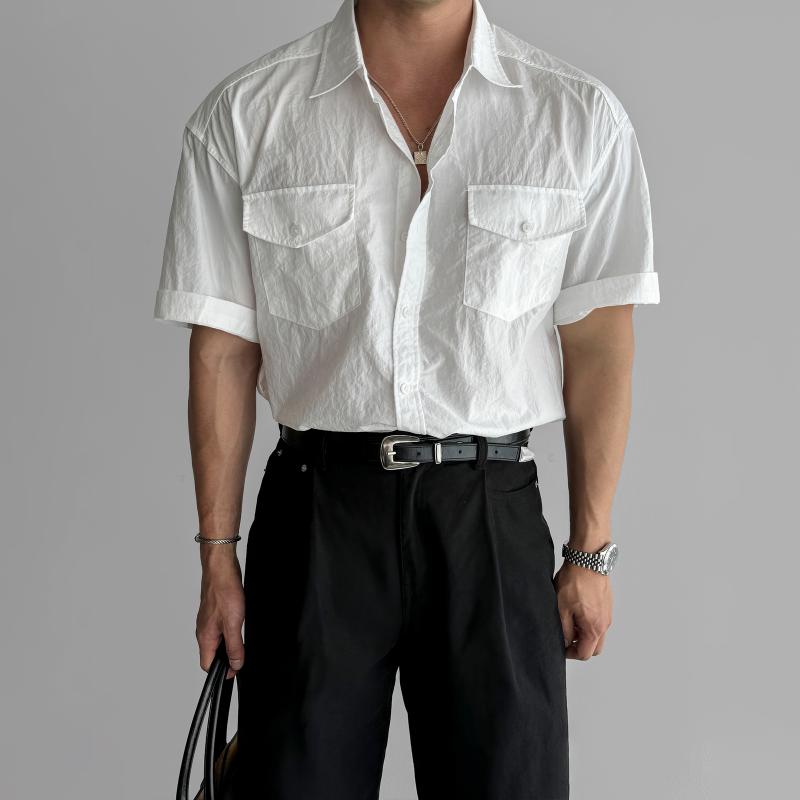 メンズ 流行り物 服 成人男性用 オシャレ 分かりやすい 成年者 かっこいい 表どおり  白 薄っぺら 半袖 プルオーバー 夏 ゆったり 心地よい ノン鉄プルオーバー ハイエンド 冷やりとしたいの一番