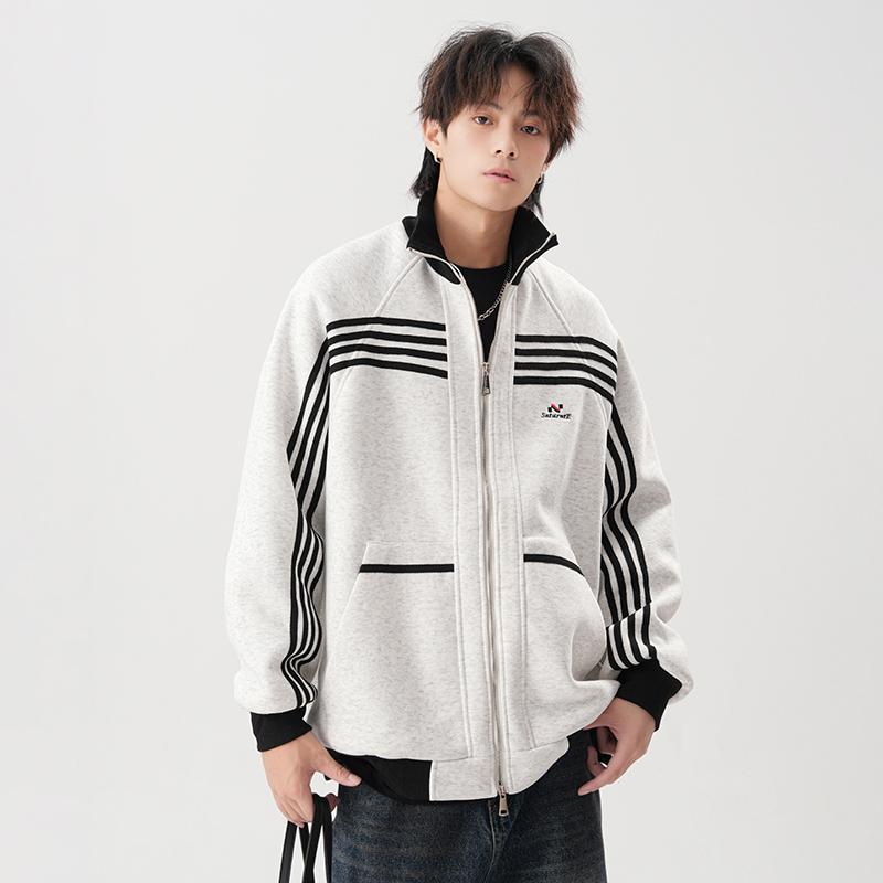 メンズ 流行り物 服  オシャレ 分かりやすい 成年者 かっこいい 途轍も無い大きさ 表どおり 成人男性服 照明ランプ色合い 縞模様 野球 上衣 アメリカン 心地よい