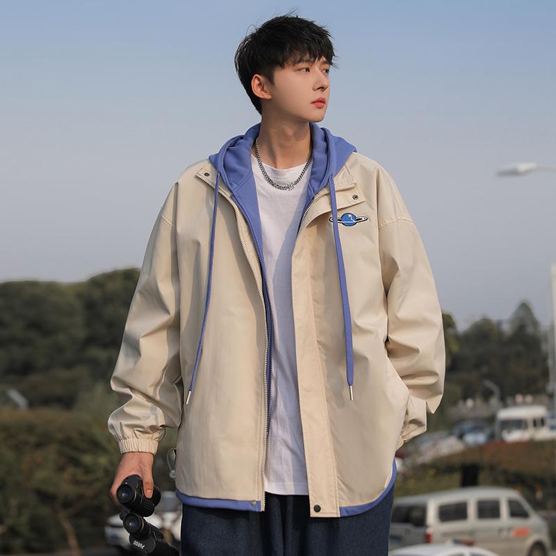 メンズ ファッション 服 オシャレ シンプル 大人 かっこいい 大きいサイズ ストリート 紳士服 フェイク ツーピース ジャケット 春秋 トップス ワークジャケット
