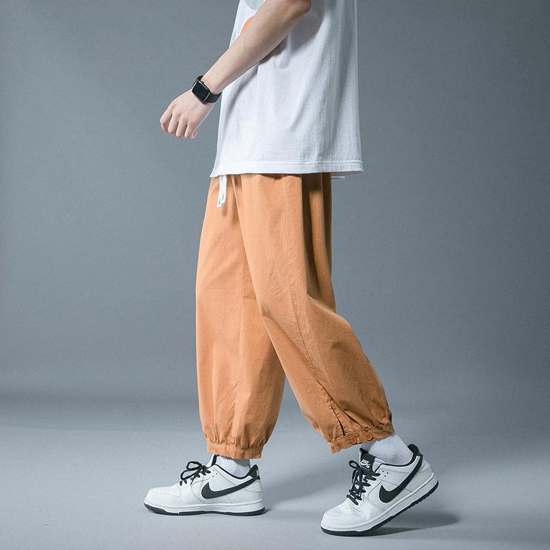 メンズ ファッション 服 オシャレ シンプル 大人 かっこいい 大きいサイズ ストリート 紳士服 ズボン 夏 薄手 ストレート ワイド レッグ 九分丈 綿
