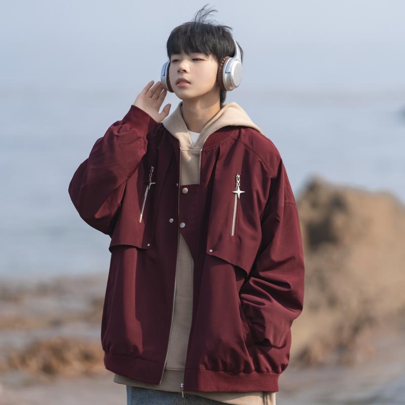メンズ 流行り物 服  オシャレ 分かりやすい 成年者 かっこいい 気が大きい大きさ 表どおり 成人男性服  アメリカン 細工物お召しもの 上衣 バーガンディ