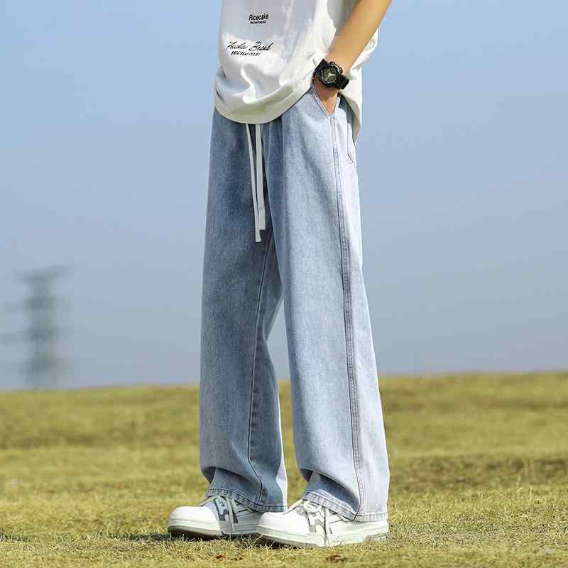 メンズ 流行り物 服 オシャレ 分かりやすい 成年者 かっこいい 馬鹿でかい大きさ 表どおり 成人男性服 ともし火 青み 冷感 デニム 夏 薄っぺら 引っ切り無い 広々とした レッグ 心地好い ロング ズボン下