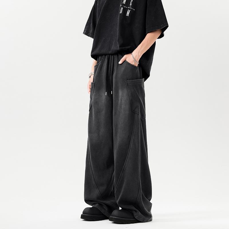 メンズ ファッション 服 オシャレ シンプル 大人 かっこいい 大きいサイズ ストリート 紳士服 レトロ アメリカン パンツ 夏 薄手 ストレート ワイド レッグ カジュアル