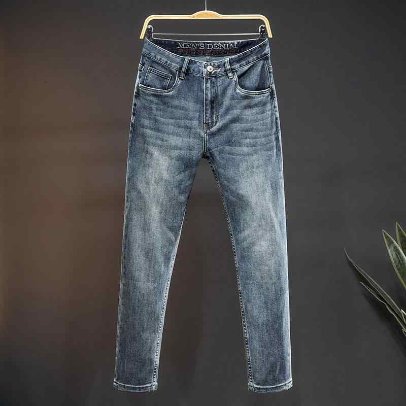 メンズ 流行り物 服  オシャレ 分かりやすい 成年者 かっこいい 気が大きい大きさ 表どおり 成人男性服 ハイエンド デニム か細い填まる 伸ばすこと 裾 ズボン下 春 韓国表現スタイル 流行り物 心地よい ズボン下