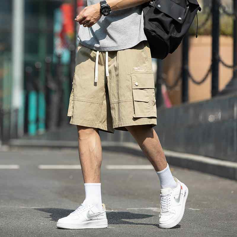 メンズ ファッション 服 オシャレ シンプル 大人 かっこいい 大きいサイズ ストリート 紳士服 冷感 パンツ ワイド レッグ 夏 アメリカン ワークウェア 通気性 速乾 カジュアル 五分丈|リコット