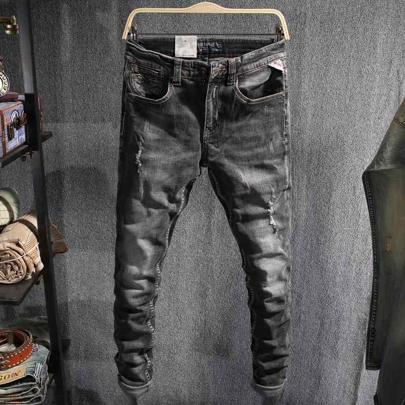メンズ 流行り物 服 オシャレ 分かりやすい 成年者 かっこいい 気が大きい大きさ 表どおり 成人男性服 春 うす暗い赤銅色 デニム 韓国表現スタイル か細い填まる 伸ばすこと リッピング 大広間 ズボン下