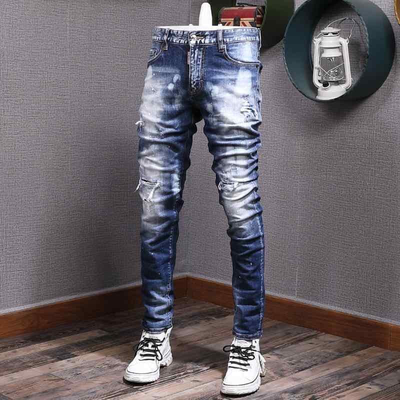 メンズ 流行り物 服  オシャレ 分かりやすい 成年者 かっこいい 途轍も無い大きさ 表どおり 成人男性服  アメリカン ハイエンド スプラッシュ 継ぎ切れ か細い相応う 綿 伸ばすこと 通気性 白いことジーンズ ズボン下