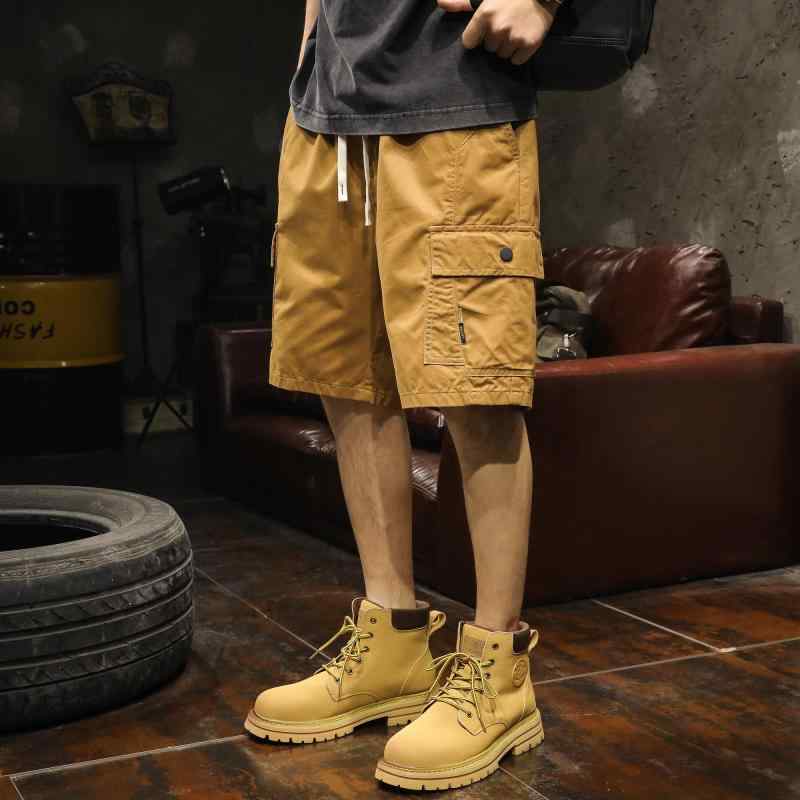 メンズ ファッション 服 オシャレ シンプル 大人 かっこいい 大きいサイズ ストリート 紳士服 ハイエンド カーゴ パンツ ゆったり 夏 アメリカン ストリート 快適 カーキ コットン ハーフ パンツ｜リコット