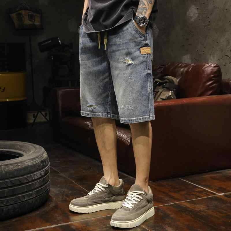 メンズ ファッション 服 オシャレ シンプル 大人 かっこいい 大きいサイズ ストリート 紳士服 アメリカン ストリート リップド デニム パンツ 夏 ヘビーウォッシュ ハーフ パンツ｜リコット