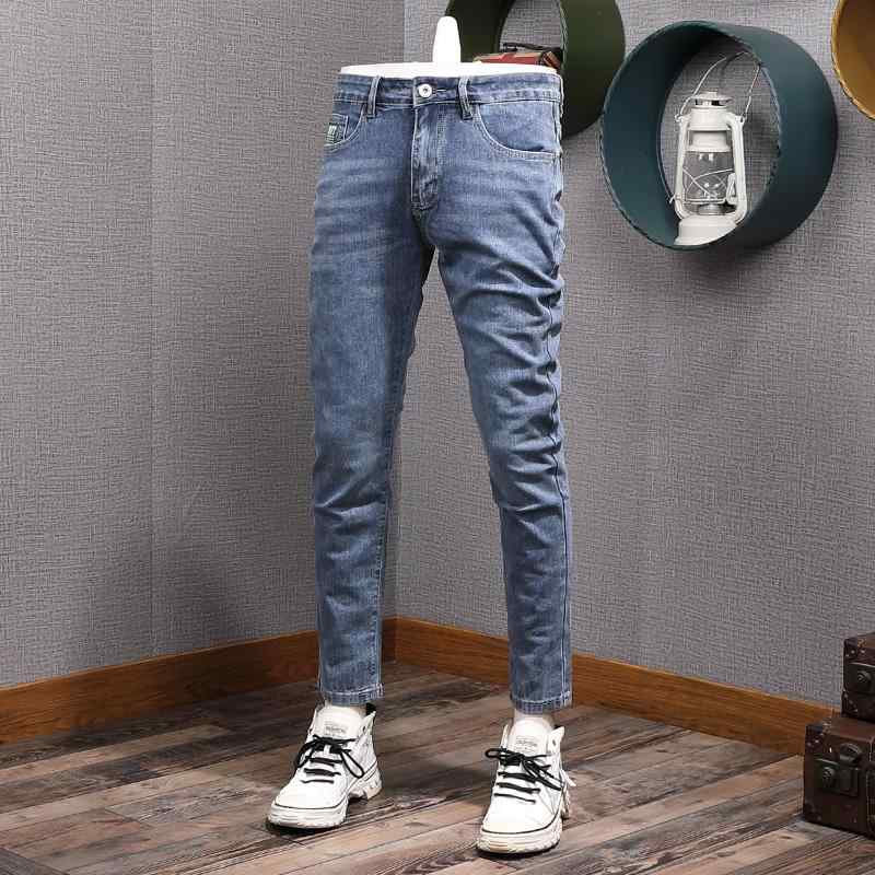 メンズ 流行り物 服  オシャレ 分かりやすい 成年者 かっこいい 気が大きい大きさ 表どおり 成人男性服 夏 青色 薄墨色 韓国表現スタイル 引っ切り無い デニム 填まる 伸ばすこと ズボン下