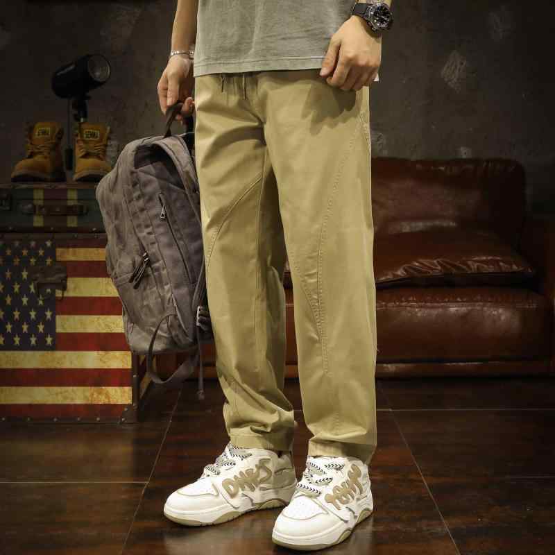 メンズ 流行り物 服  オシャレ 分かりやすい 成年者 かっこいい 気が大きい大きさ 表どおり 成人男性服 カーキ アメリカン 秋 心地よい ズボン下 ゆったり 引っ切り無い 好いたらしい
